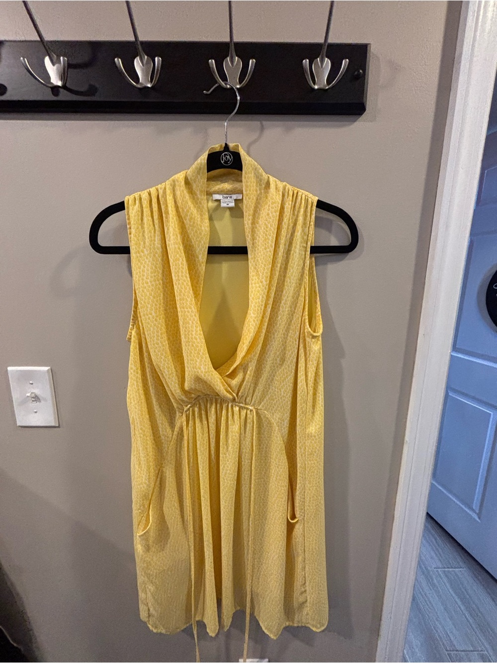 Bar III Yellow Sleeveless Cowl-Neck Mini Dress